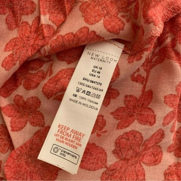 New look maternity long sleeve frills red floral mini dress -14 - Picture 6 of 9